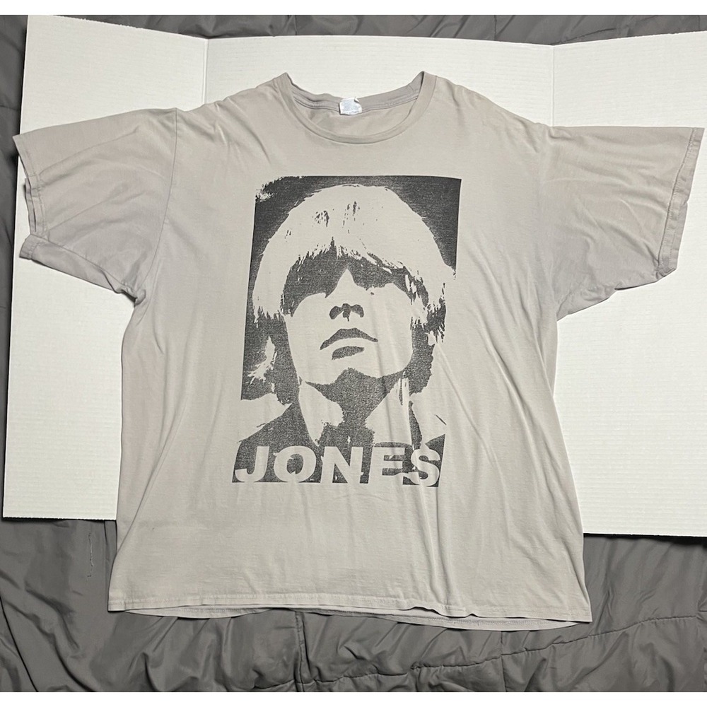 Vintage Style BRIAN JONES Rolling Stones T-Shirt Pop Art Jones Logo T Beige